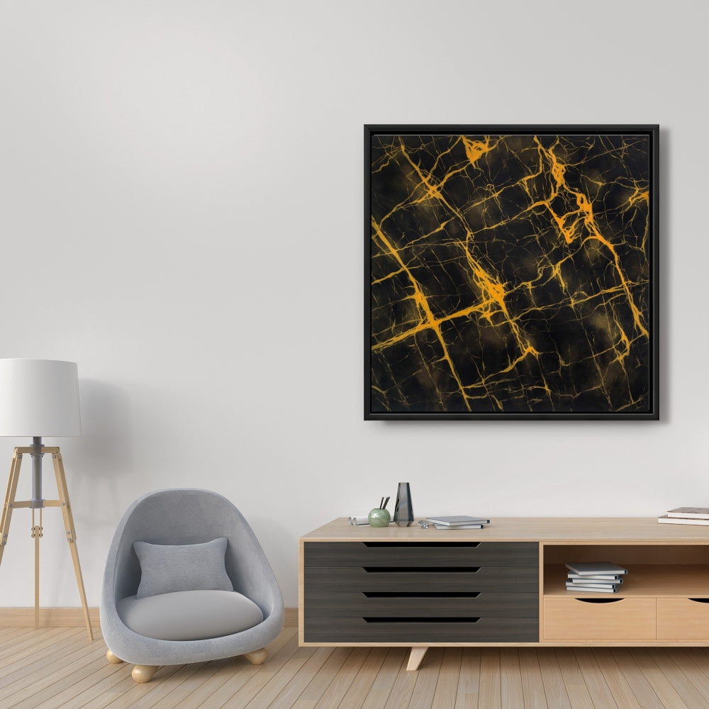 Black and Gold Marble Abstract Canvas | Elegant Home Decor