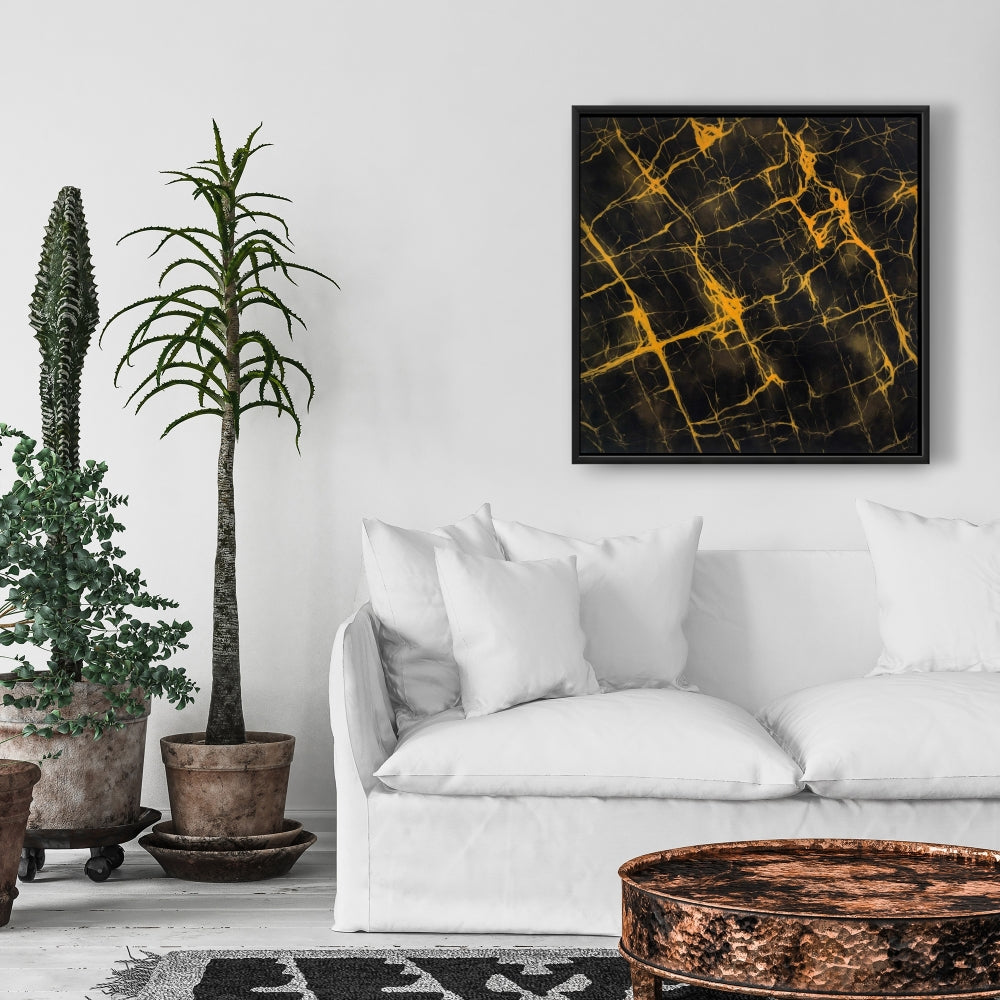Black and Gold Marble Abstract Canvas | Elegant Home Decor