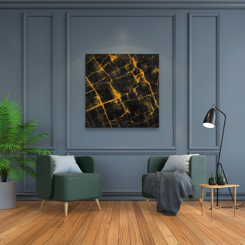 Black and Gold Marble Canvas | Pattern Living Room Decor