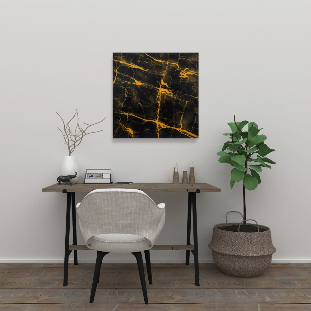 Black and Gold Marble Texture Canvas | Yellow Pattern Decor