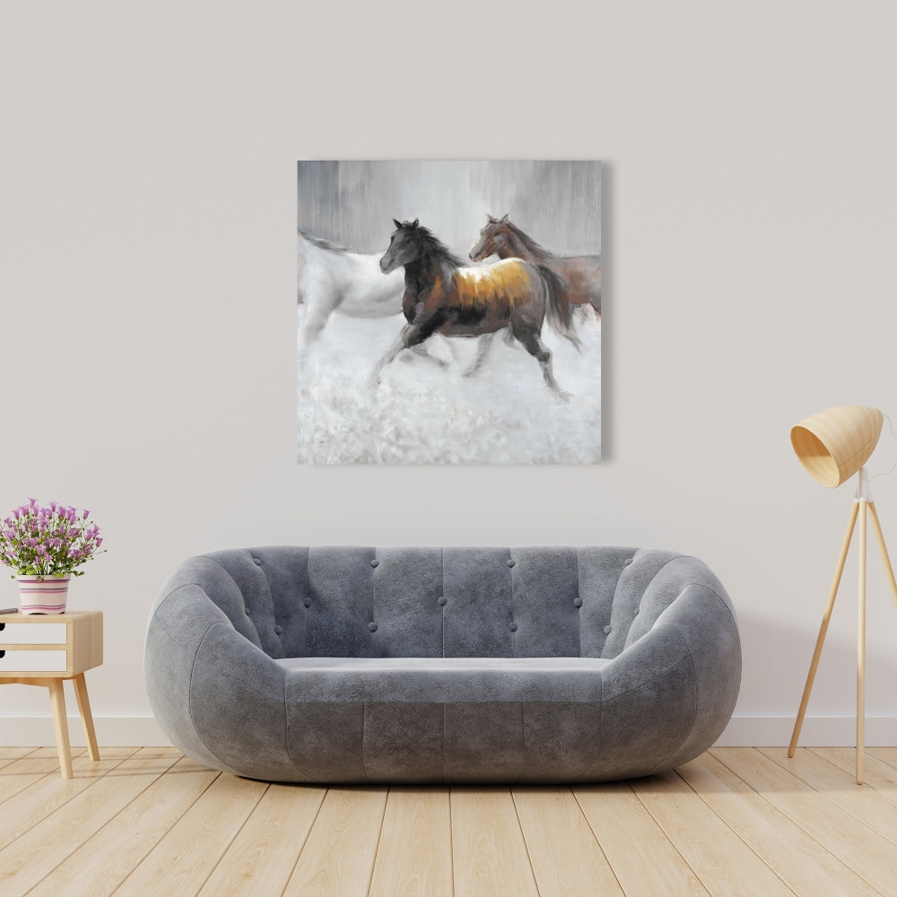 Herd of Wild Horses Canvas Art | Farm Animals Home Decor