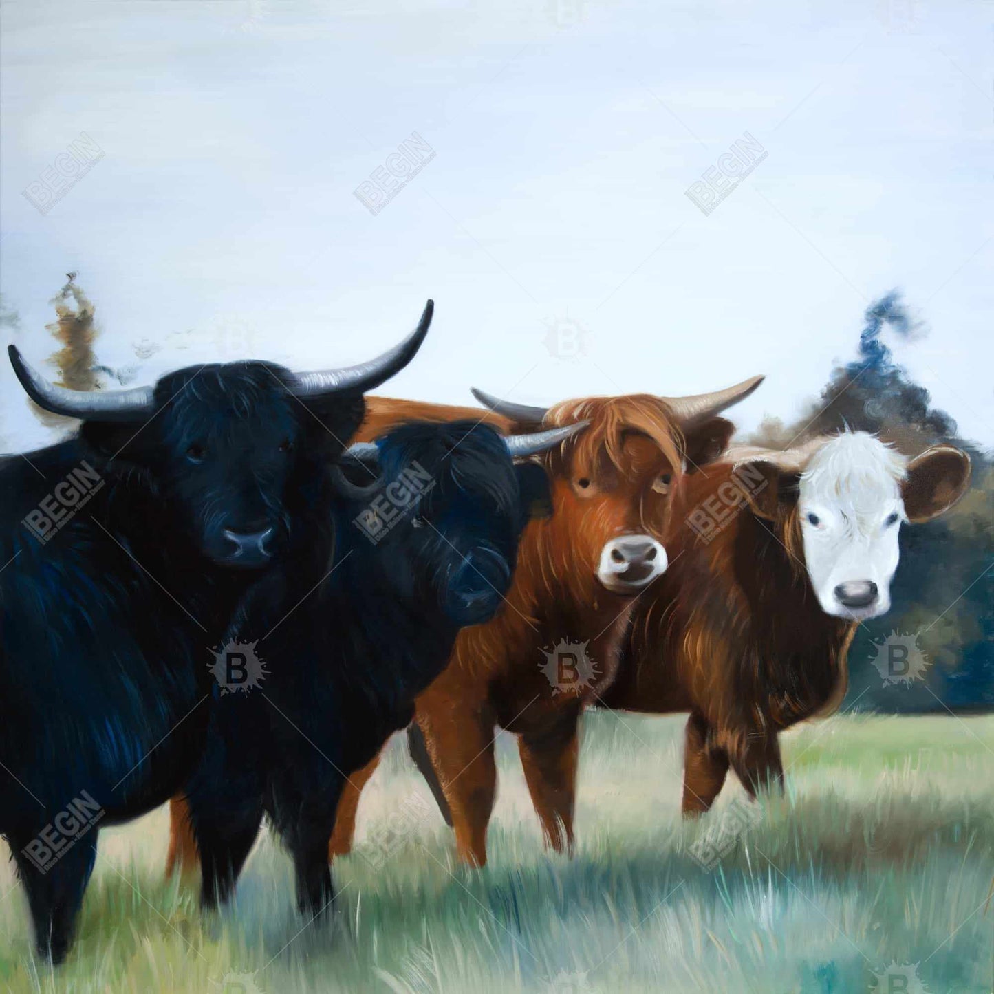 Highland Cows Canvas | Western Farm Animal Bedroom Decor
