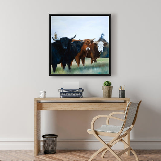 Toile Vaches des Highlands | Décoration de chambre à coucher avec animaux de la ferme