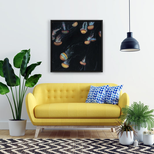 Toile de méduses colorées | Décoration de chambre | Art aquatique marin