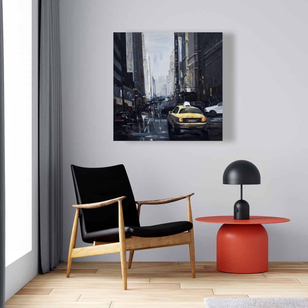 New York in the Dark Canvas | Gray Bedroom Wall Art Decor