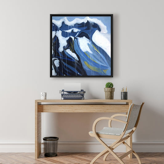 Wave in Motion | Sea Coastal Blue Framed Canvas Decor