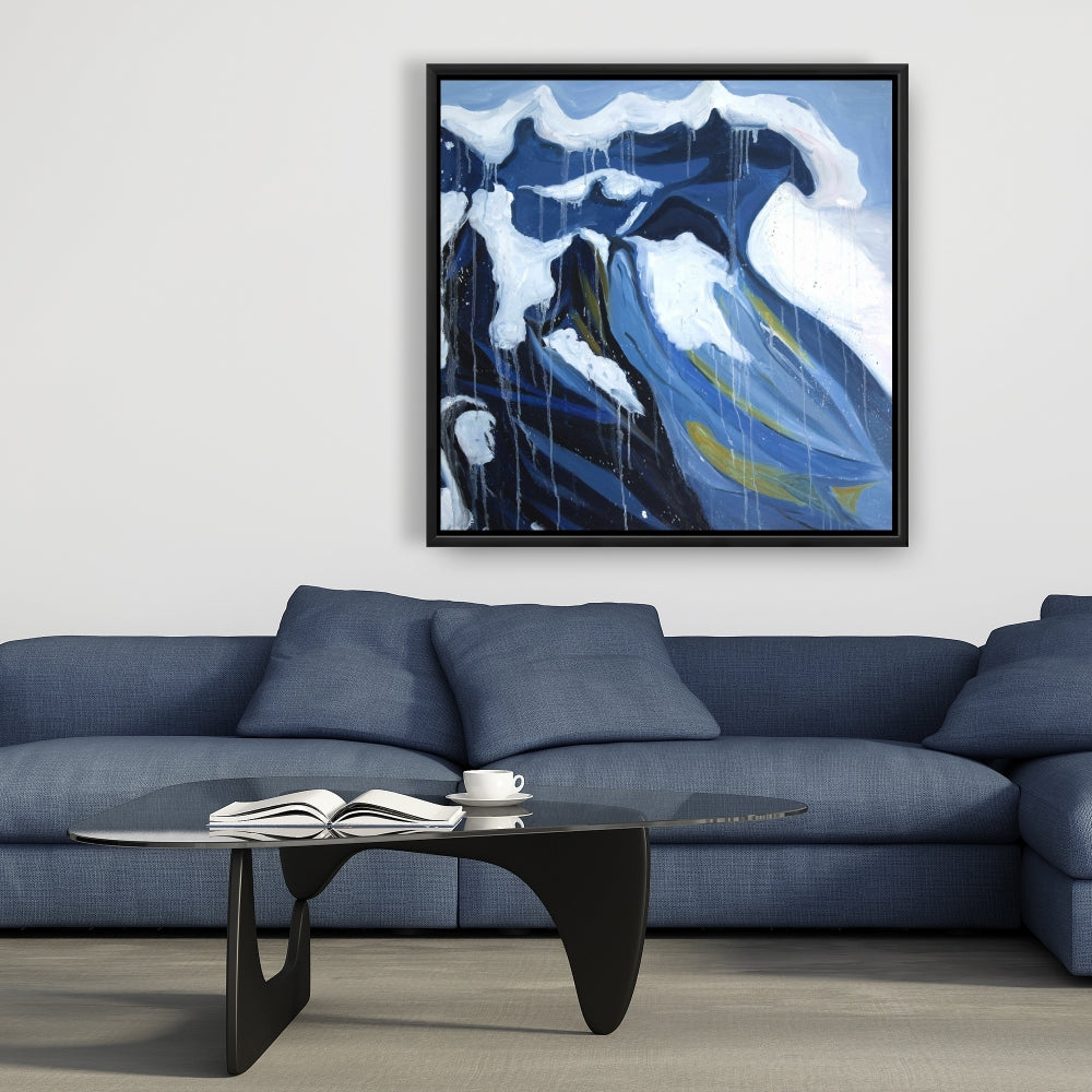Wave in Motion | Sea Coastal Blue Framed Canvas Decor