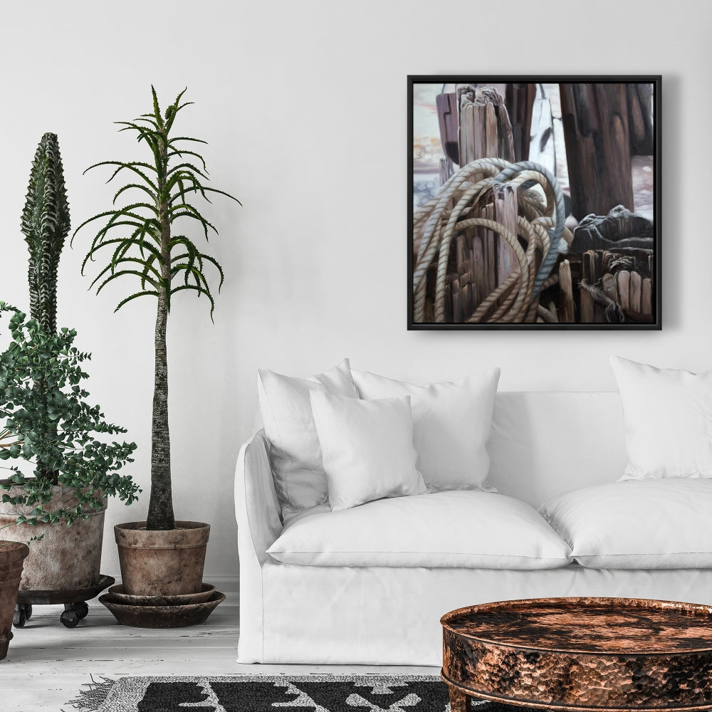 White Romantic Coastal Canvas Driftwood | Home Decor Art
