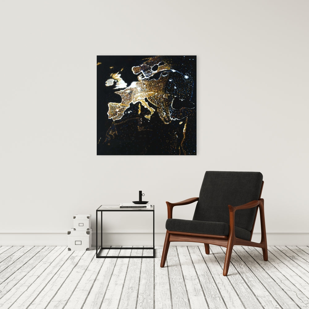 European Continent Galaxy Canvas - Earth Black Living Room Decor