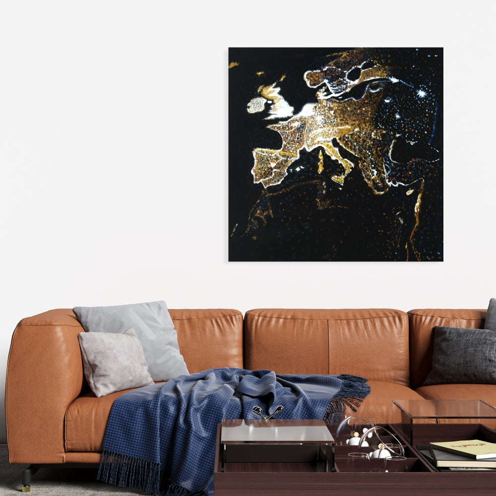 European Continent Galaxy Canvas - Earth Black Living Room Decor