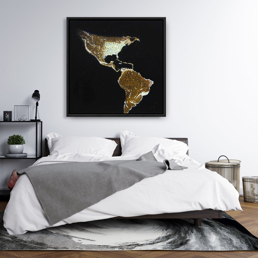 American Continent at Night Canvas | Earth & Galaxy Decor