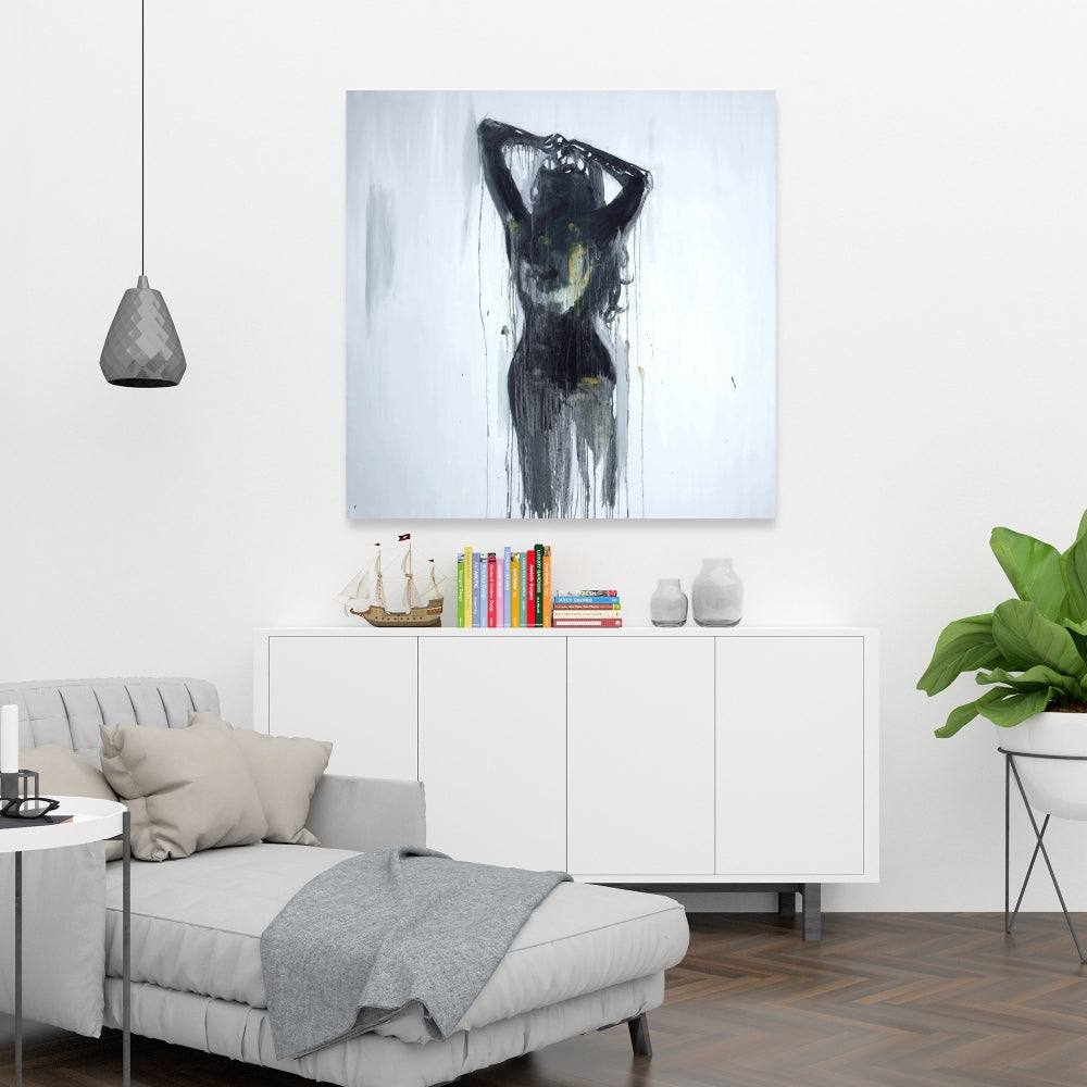 Female Silhouette Canvas | Black Figurative Bedroom Decor