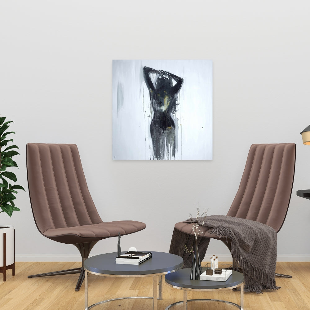 Female Silhouette Canvas | Black Figurative Bedroom Decor