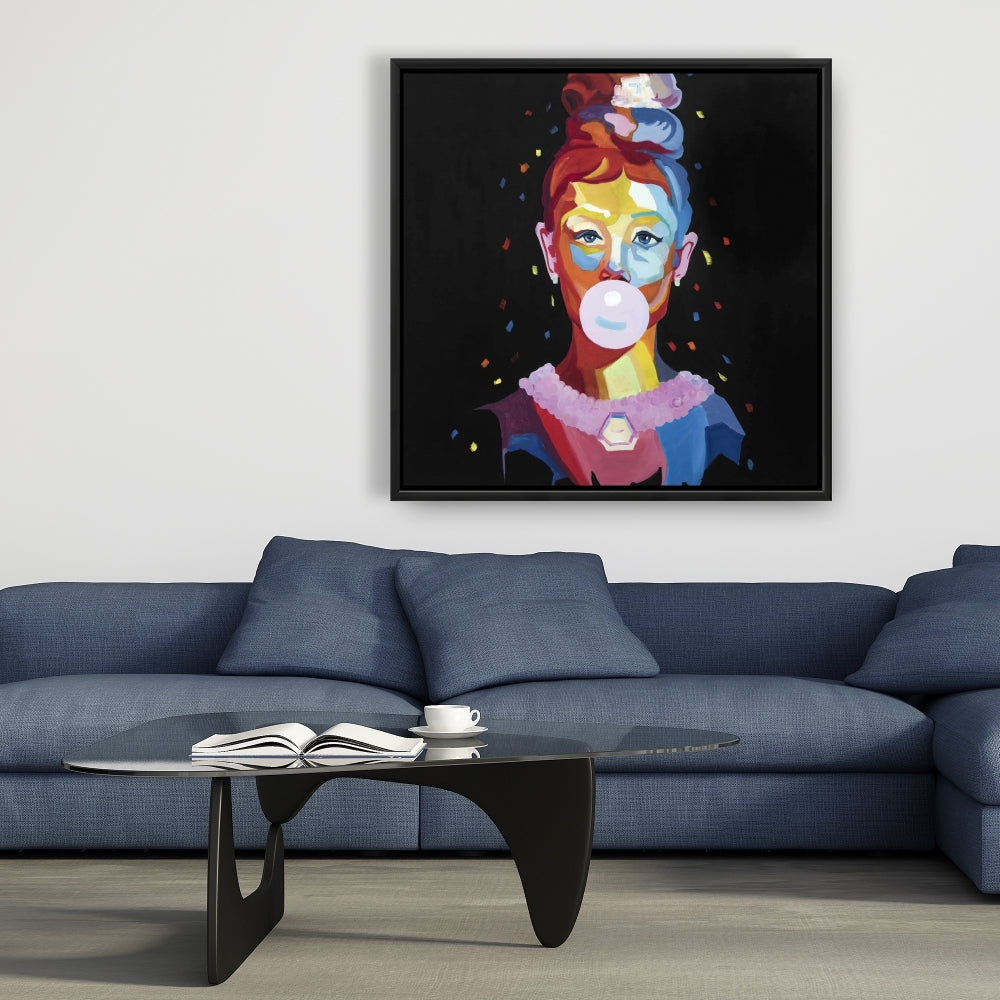 Colorful Audrey Hepburn Bubblegum Canvas - Bedroom Wall Art