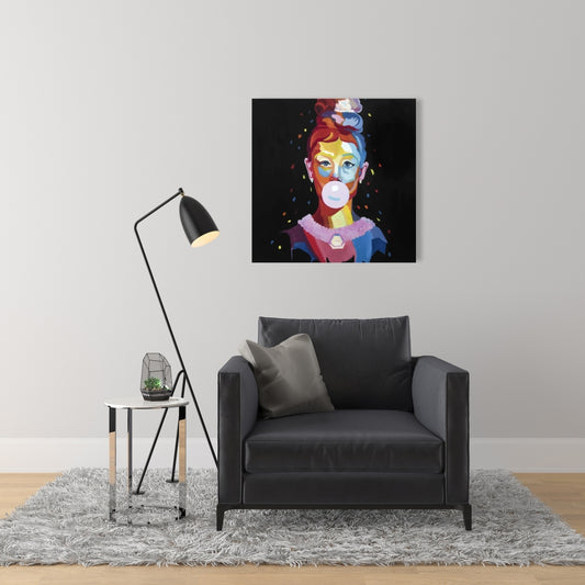 Colorful Audrey Hepburn Portrait Canvas - Blue Modern Home Decor