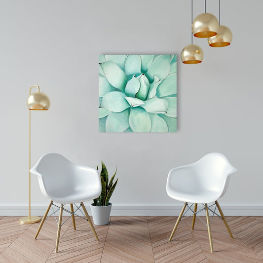 Gros plan sur toile botanique de plantes succulentes - Décoration d'intérieur contemporaine