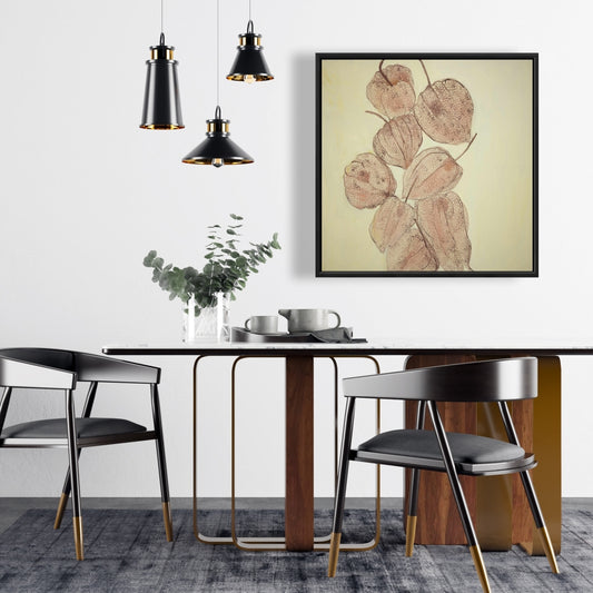 Toile botanique rustique marron à motifs floraux - Cerises de terre fermées