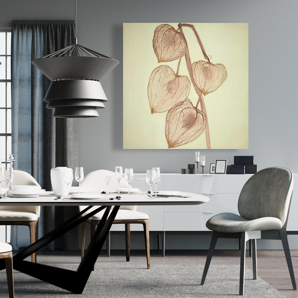 Brown Rustic Botanical Canvas | Growing Ground Cherries Art