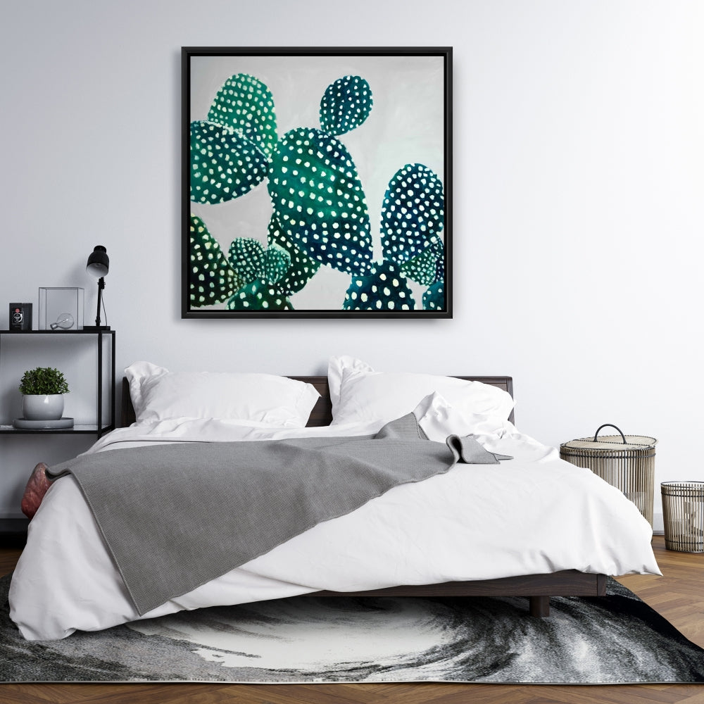 Botanical Opuntia Cactus Canvas | Floral Bedroom Wall Decor