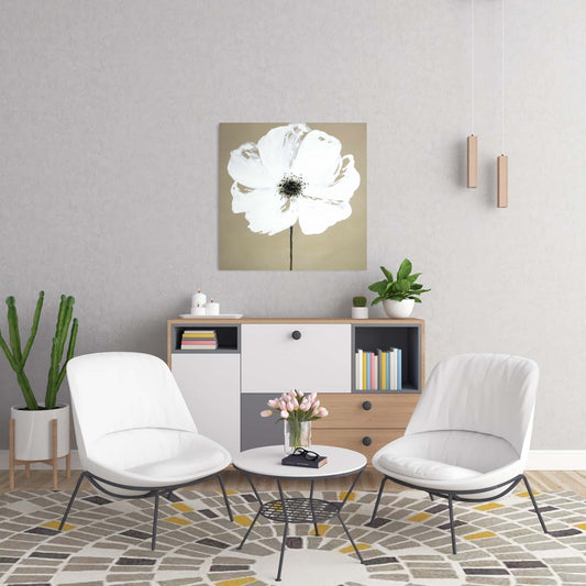 White Bedroom Hygge Canvas - Abstract Color Splash Flower Decor