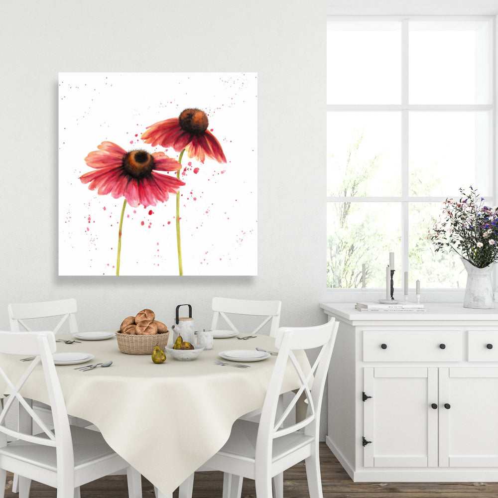 Romantic Floral Canvas - Two Pink Daisies for Home Decor