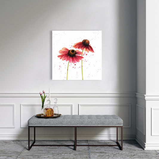 Romantic Floral Canvas - Two Pink Daisies for Home Decor