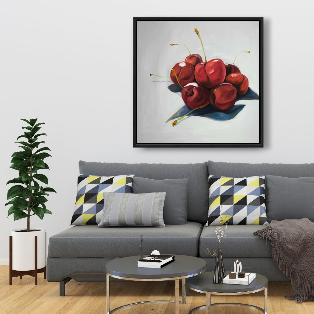Pile of Cherries Canvas - Food Kitchen Decor | Framed Wall Art