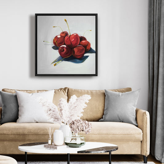 Pile of Cherries Canvas - Food Kitchen Decor | Framed Wall Art