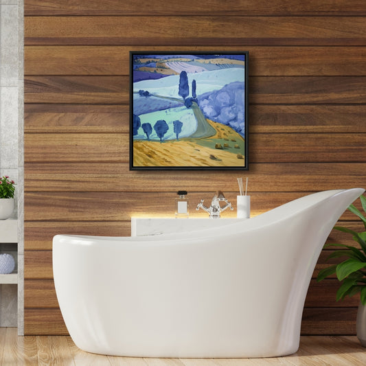 Toile panoramique avec arbres des champs de Toscane | Décoration d'intérieur