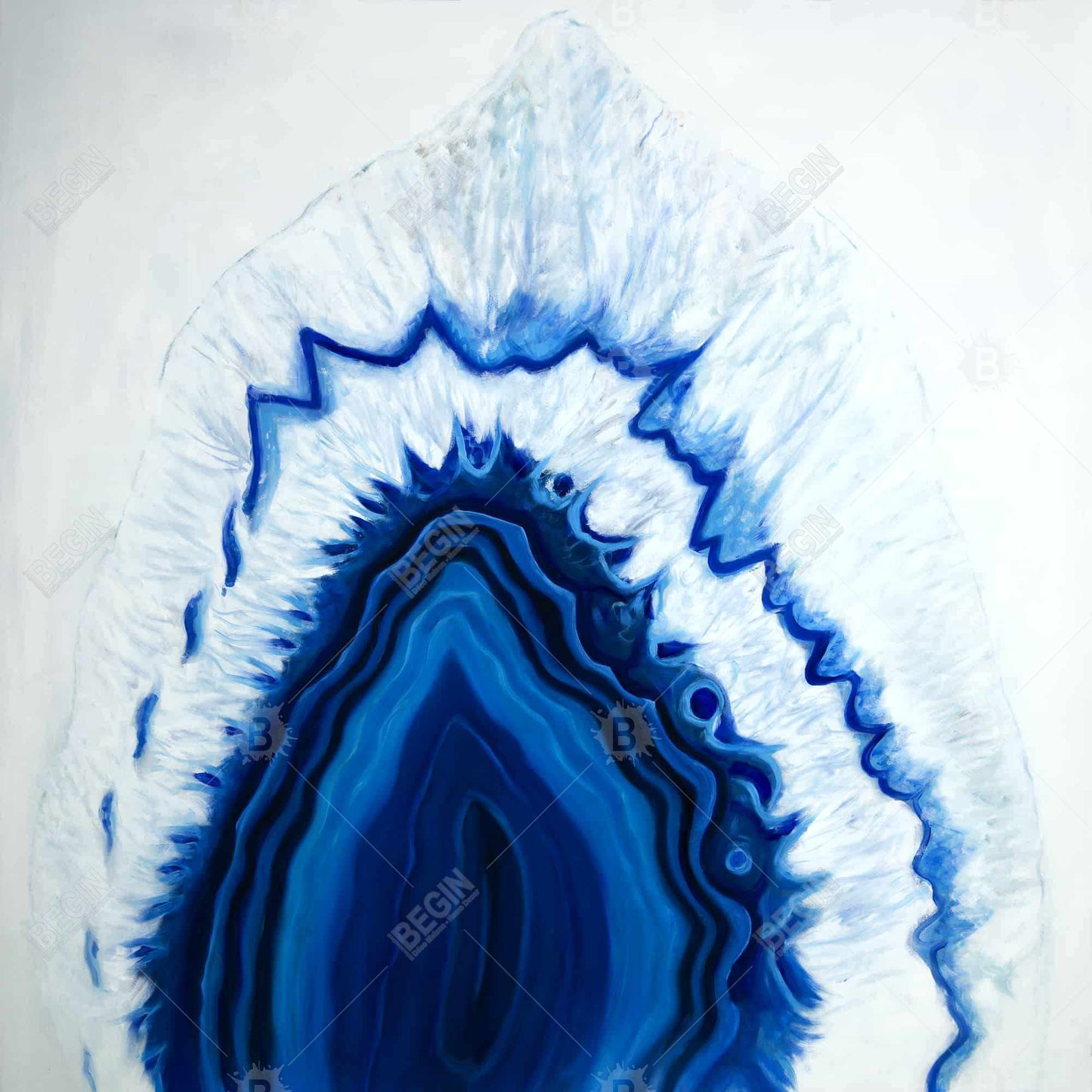 Agate Geode Slice Framed Canvas - Blue Object Bedroom Decor
