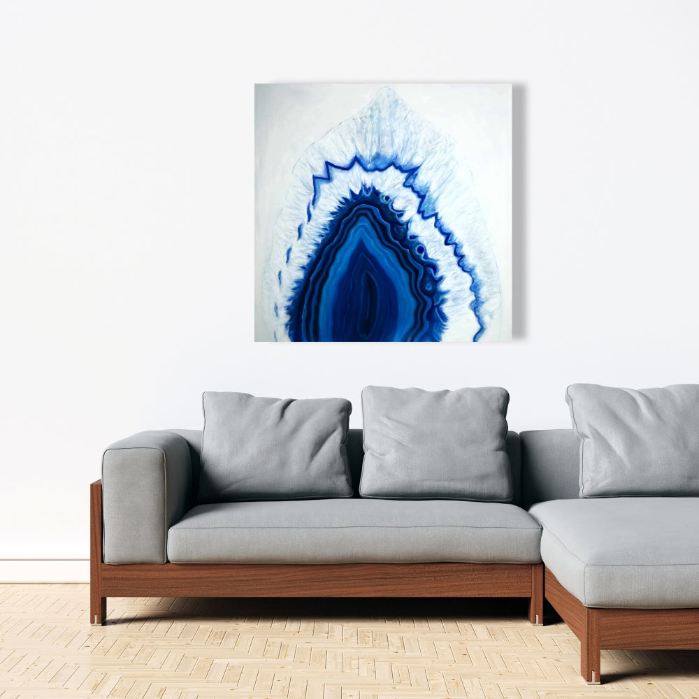 Blue Agate Geode Slice Canvas - Contemporary Bedroom Decor