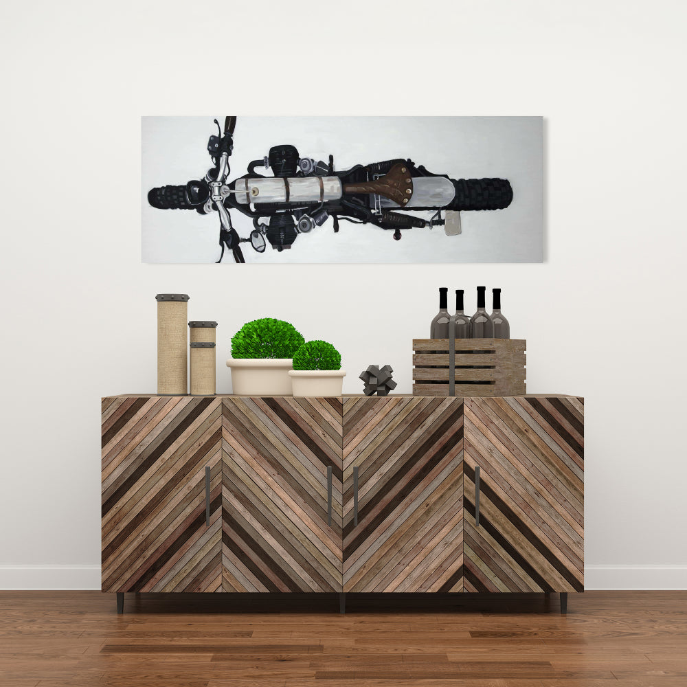 Overhead Motorcycle View Canvas | Home Decor Wall Art