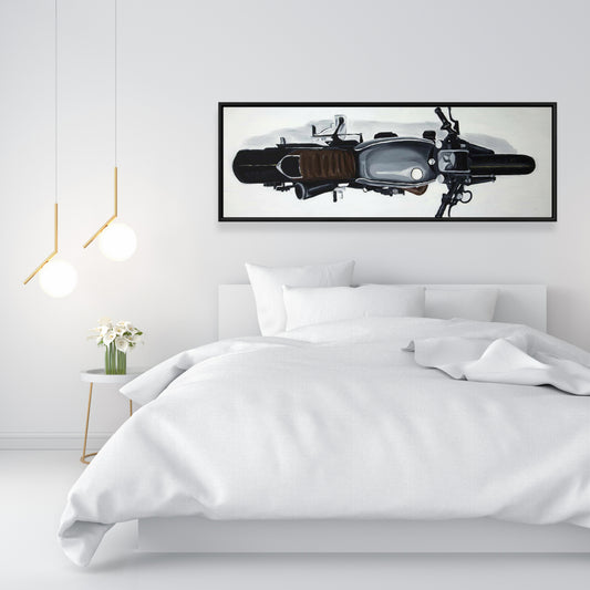 Toile représentant une moto suspendue | Décoration d'intérieur