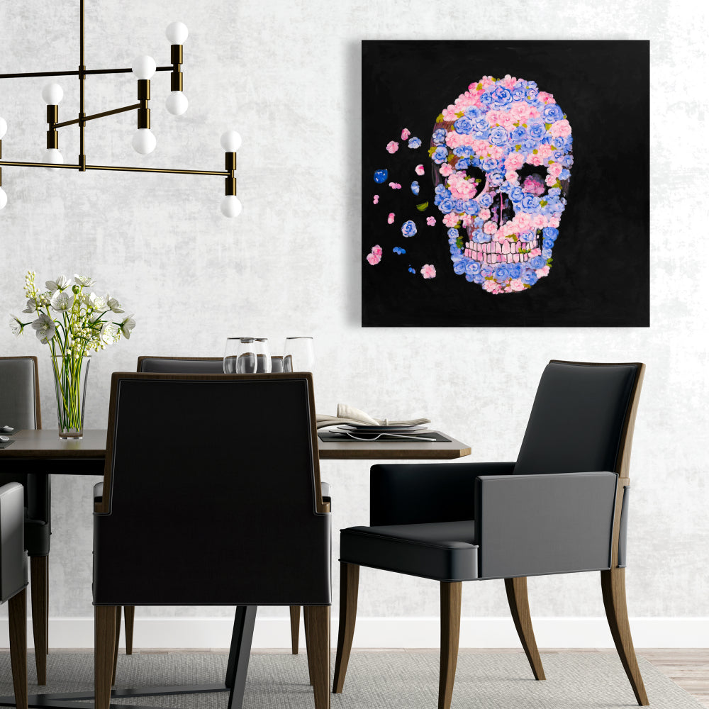Skull of Flowers in Flight Canvas - Modern Bedroom Decor