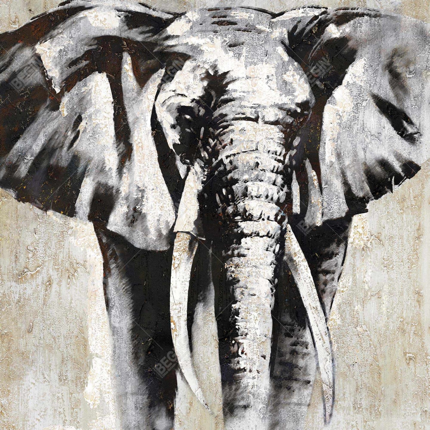 Grayscale Elephant | Black Bedroom Framed Canvas Wall Art