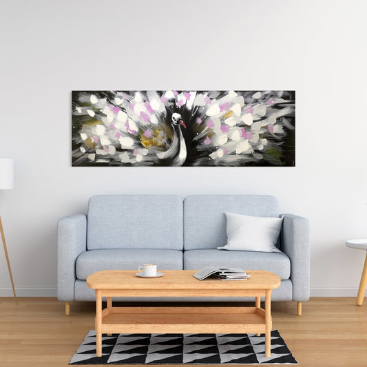 Magnifique toile représentant un paon tacheté | Décoration animalière contemporaine