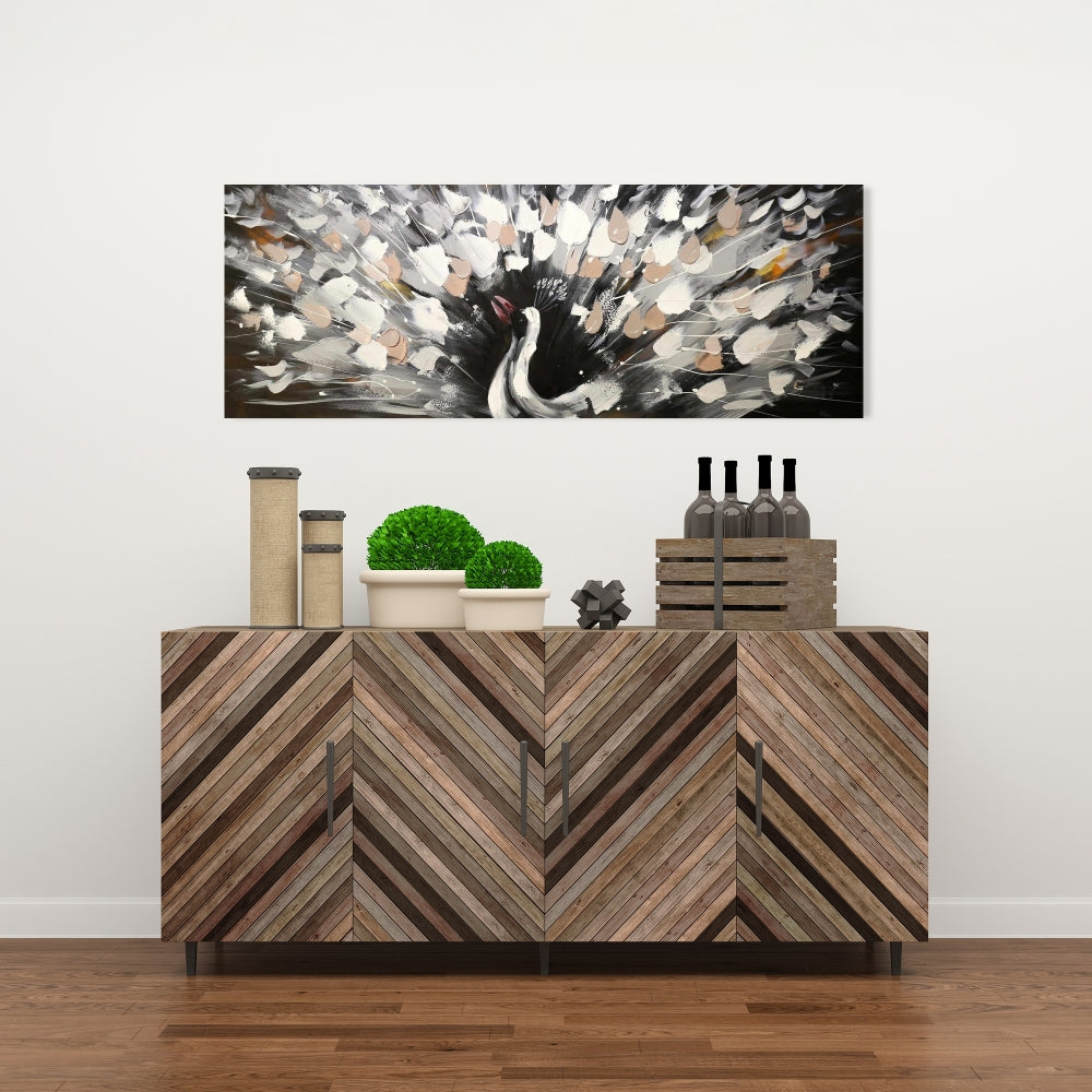 Toile abstraite représentant un paon tacheté – Décoration d'intérieur moderne