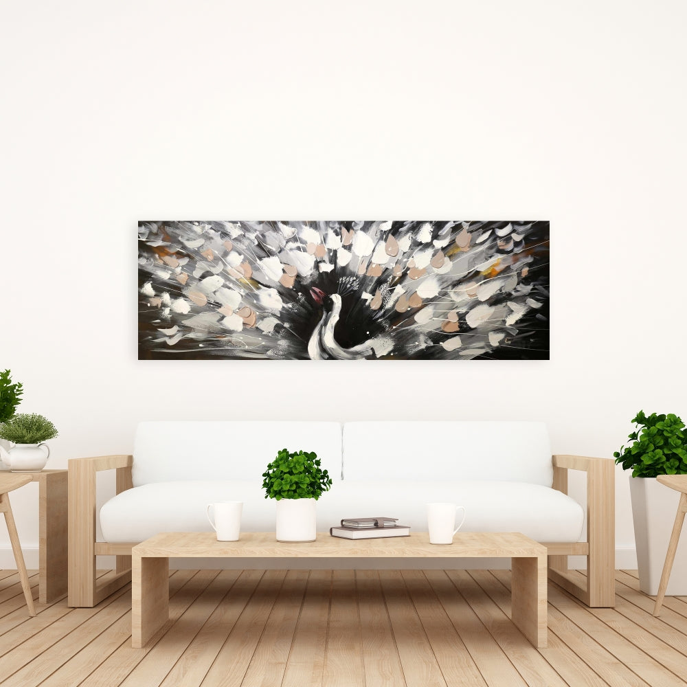 Toile abstraite représentant un paon tacheté – Décoration d'intérieur moderne