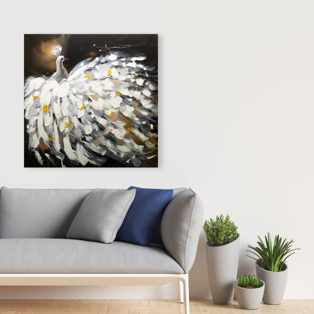 Abstract Peacock Canvas - Contemporary Bedroom Wall Art Decor