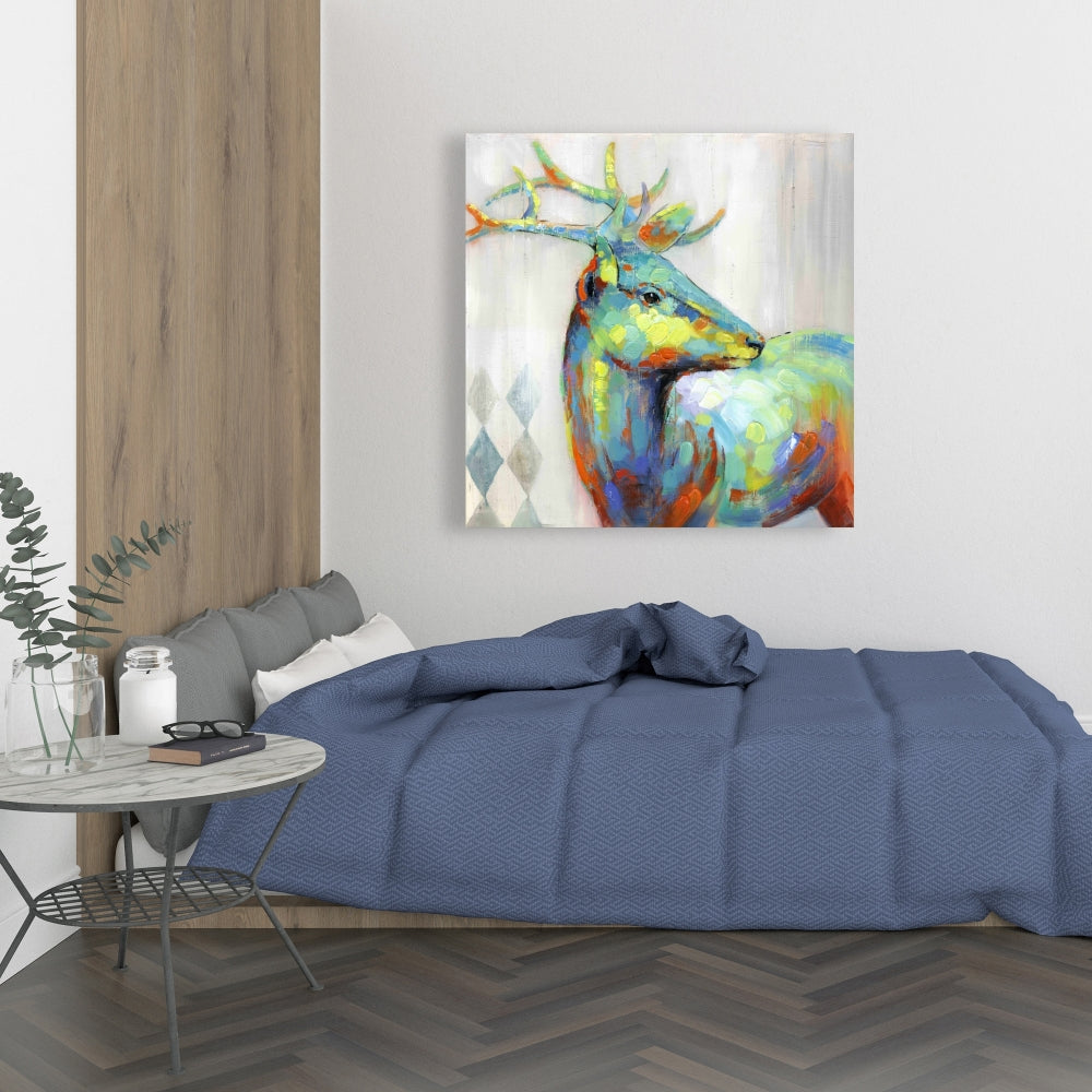 Abstract Color Spotted Deer Canvas | Contemporary Home Decor