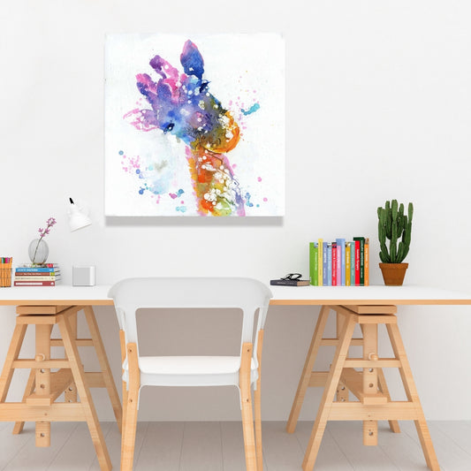 Toile abstraite représentant une girafe | Décoration murale colorée