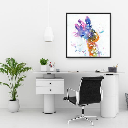 Toile abstraite représentant une girafe | Décoration d'intérieur colorée et animalière