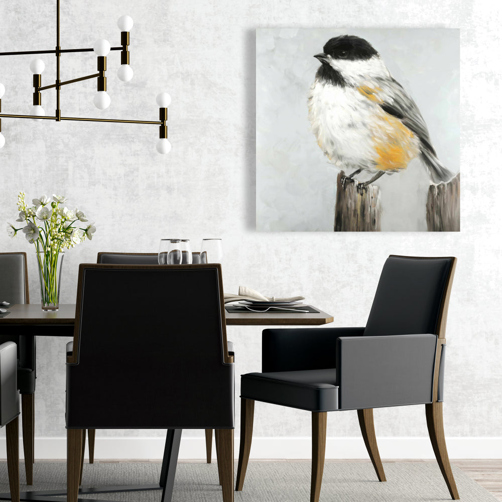 Coal Tit Bird Canvas - Gray Wall Art Decor for Home