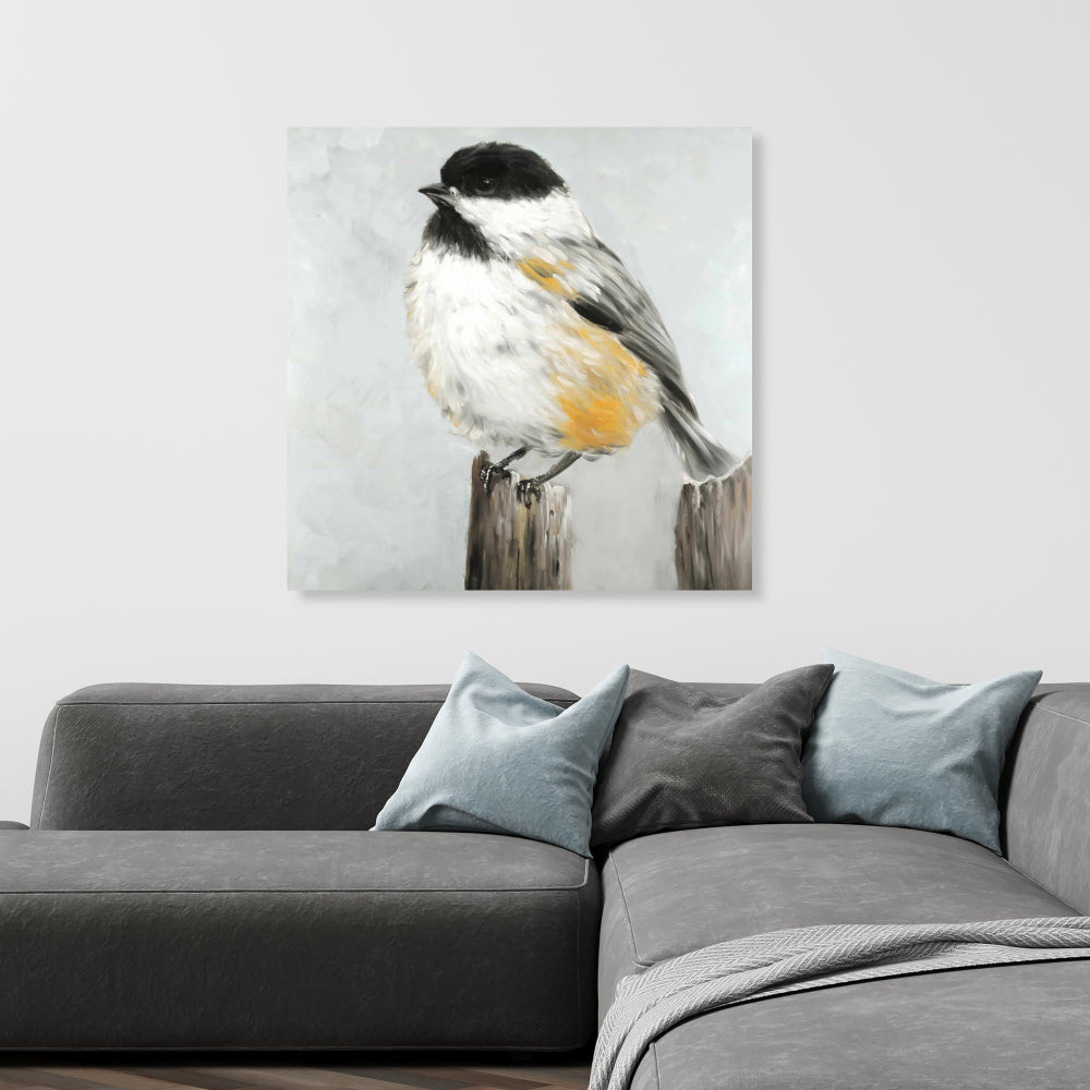 Coal Tit Bird Canvas - Gray Wall Art Decor for Home