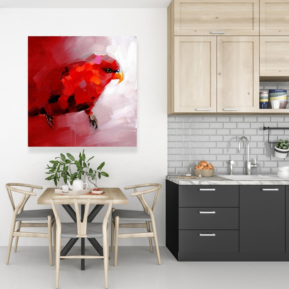 Abstract Red Parrot Canvas - Modern Bird Art for Home Decor