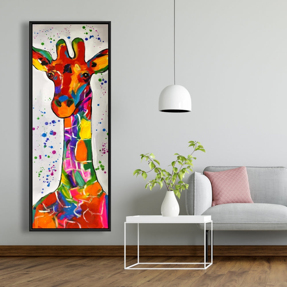 Abstract Colorful Giraffe Canvas - Wildlife Decor for Bedroom