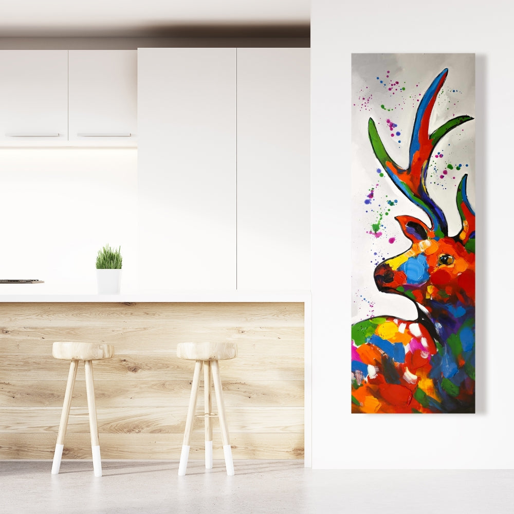 Abstract Colorful Deer Canvas | Paint Splash Home Decor