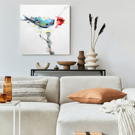 Colorful Woodpecker Canvas | Contemporary Bird Art Decor