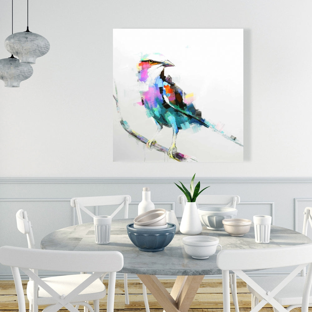Colorful Abstract Bird Canvas - Modern Bedroom Wall Art Decor