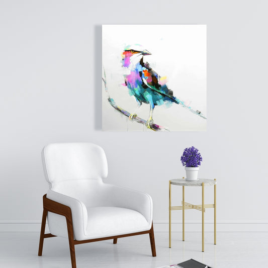 Colorful Abstract Bird Canvas - Modern Bedroom Wall Art Decor